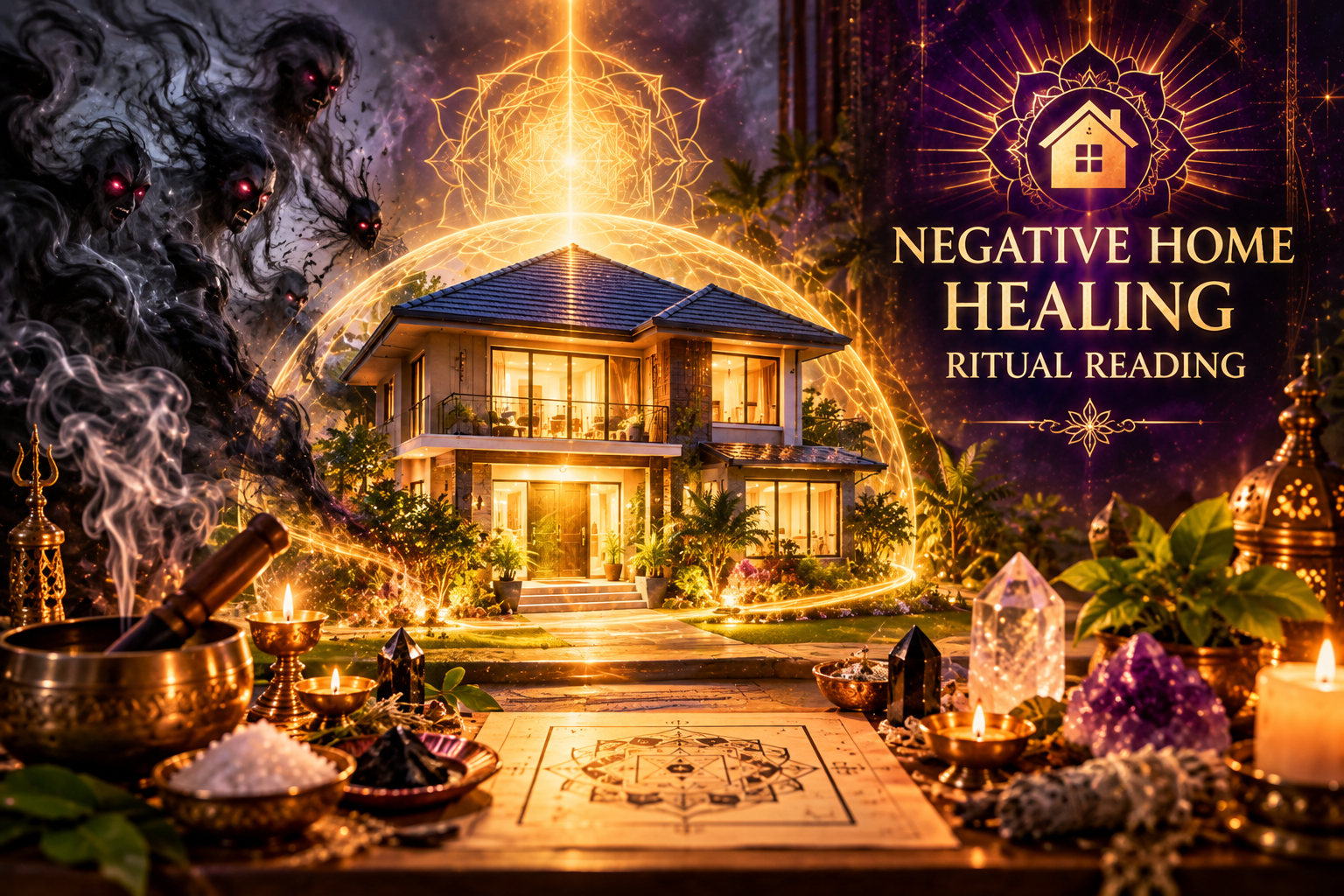 Negative home healing illustration